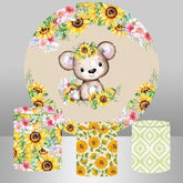Runden Gelb Und Rosa Blumen Baby Dusche Hintergrund